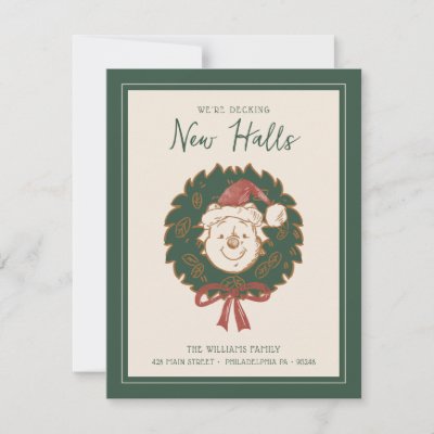 Winnie the Pooh Christmas Wreath | New Address Holiday Card