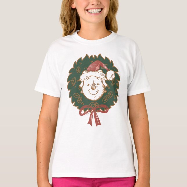 Winnie the Pooh Christmas Wreath T-Shirt (Front)