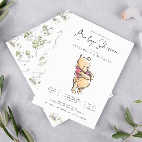 Winnie the Pooh Classic Sketch Baby Shower Invite