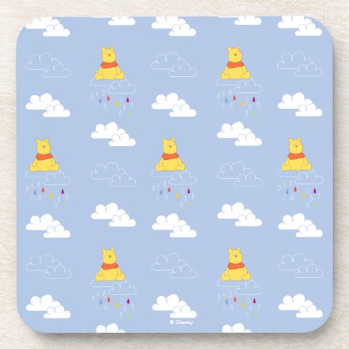 Winnie the Pooh  Cloudy Raindrop Pattern Beverage Coaster