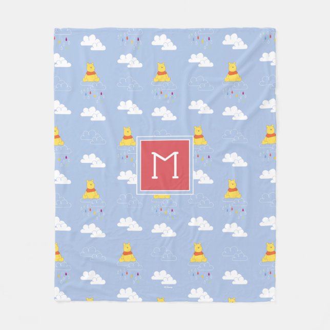 Winnie the Pooh | Cloudy Raindrop Pattern Fleece Blanket (Front)