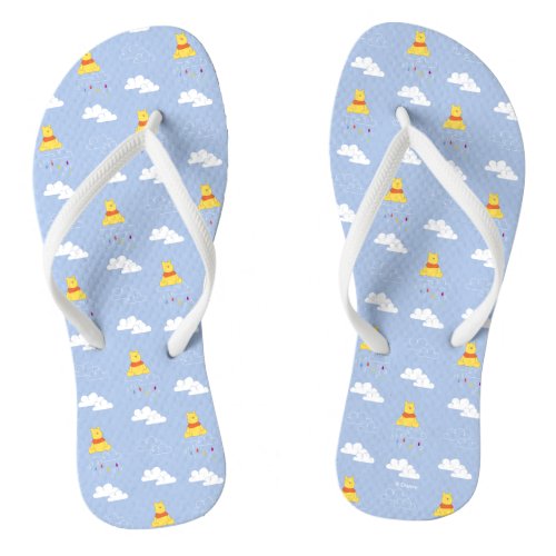 Winnie the Pooh  Cloudy Raindrop Pattern Flip Flops