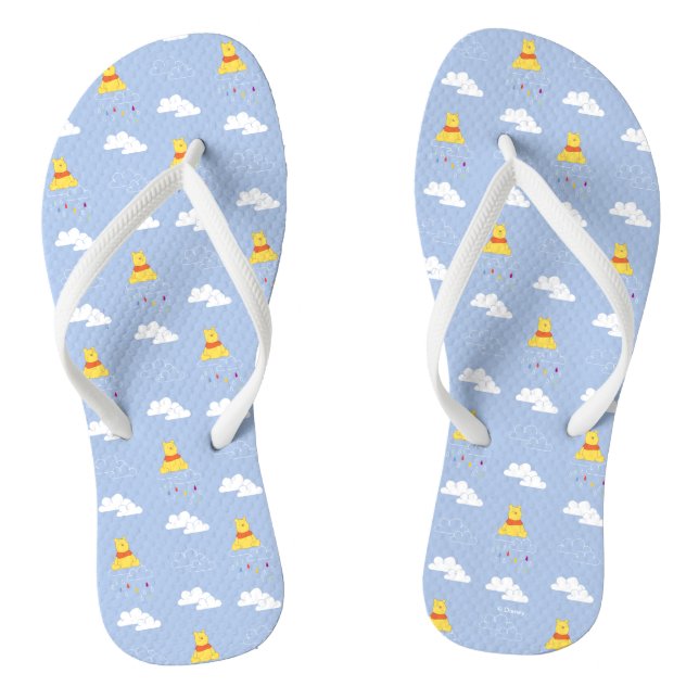 Winnie the Pooh | Cloudy Raindrop Pattern Flip Flops (Footbed)