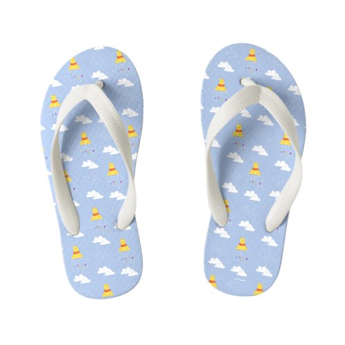 Winnie the Pooh  Cloudy Raindrop Pattern Kids Flip Flops