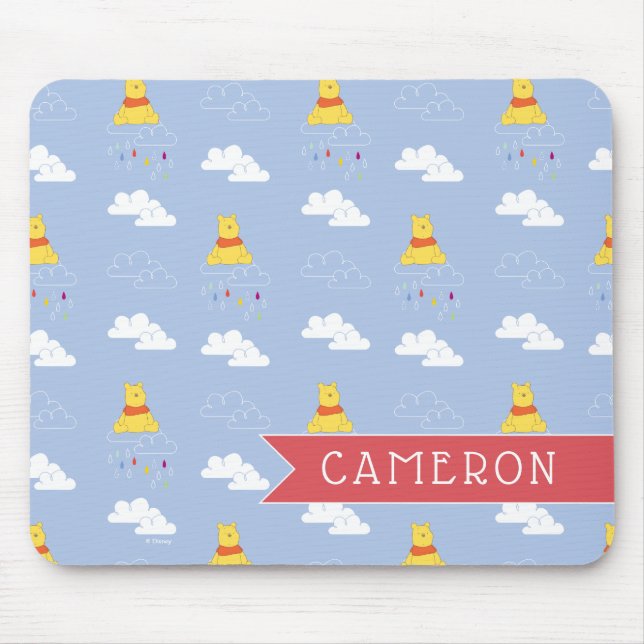 Winnie the Pooh | Cloudy Raindrop Pattern Mouse Pad (Front)