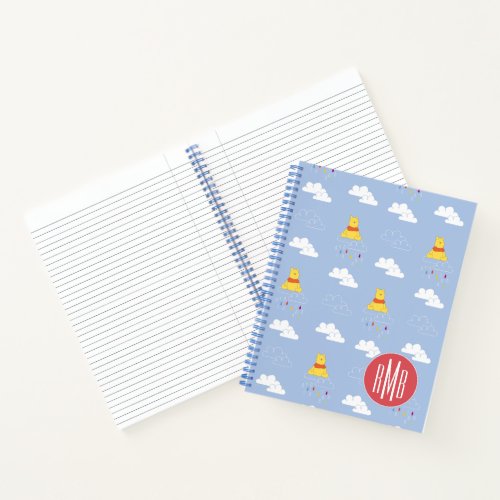 Winnie the Pooh  Cloudy Raindrop Pattern Notebook