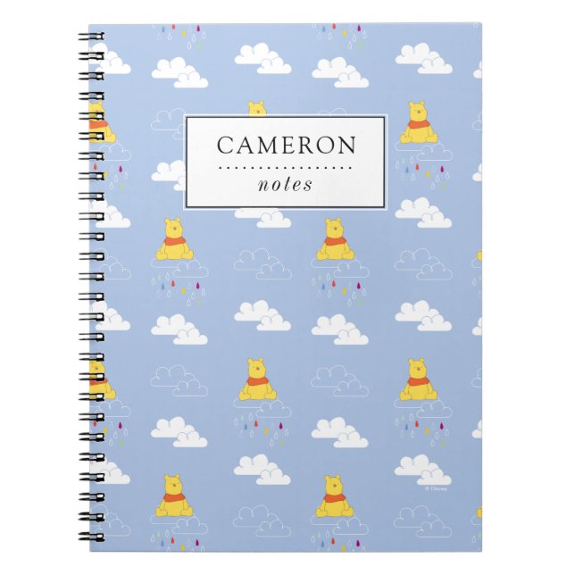 Winnie the Pooh | Cloudy Raindrop Pattern Notebook (Front)
