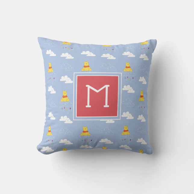 Winnie the Pooh | Cloudy Raindrop Pattern Throw Pillow (Front)