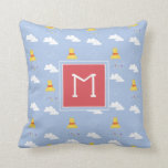 Winnie the Pooh | Cloudy Raindrop Pattern Throw Pillow<br><div class="desc">Check out this sweet pattern featuring Winnie the Pooh sitting on clouds raining colorful raindrops.</div>