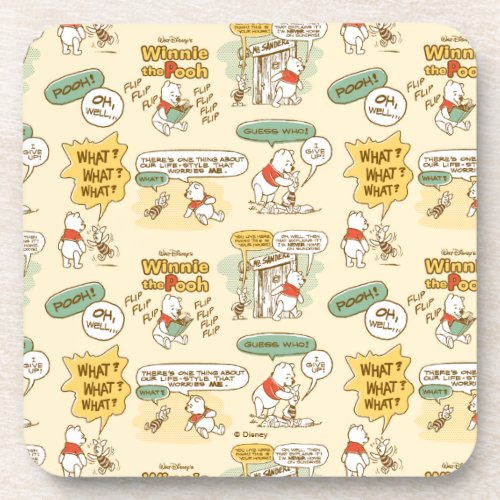 Winnie the Pooh  Comic Strip Style Pattern Beverage Coaster