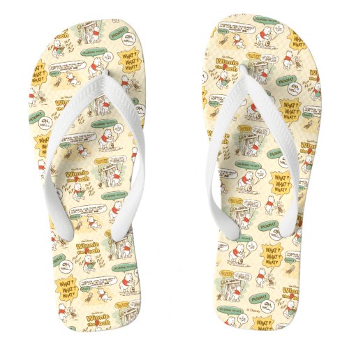 Winnie the Pooh  Comic Strip Style Pattern Flip Flops