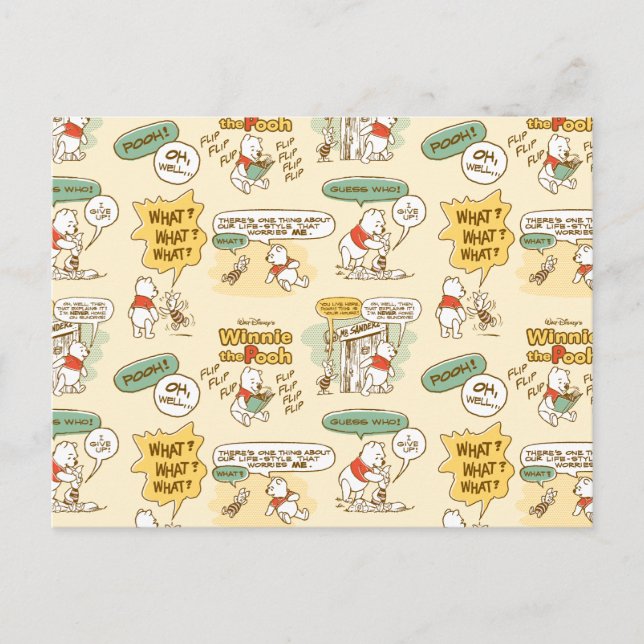 Winnie the Pooh | Comic Strip Style Pattern Postcard (Front)