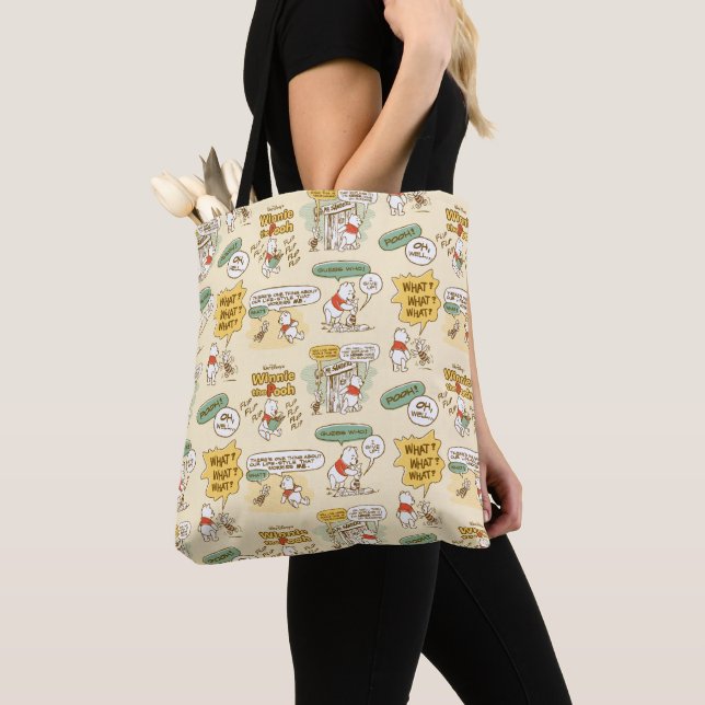 Winnie the Pooh | Comic Strip Style Pattern Tote Bag (Close Up)