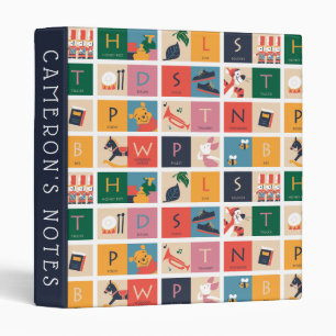 Winnie the Pooh Cute Block Alphabet Pattern 3 Ring Binder