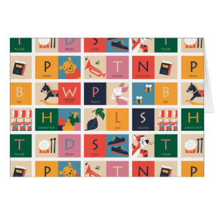 Winnie the Pooh Cute Block Alphabet Pattern Cards