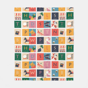 Winnie the Pooh   Cute Block Alphabet Pattern Fleece Blanket