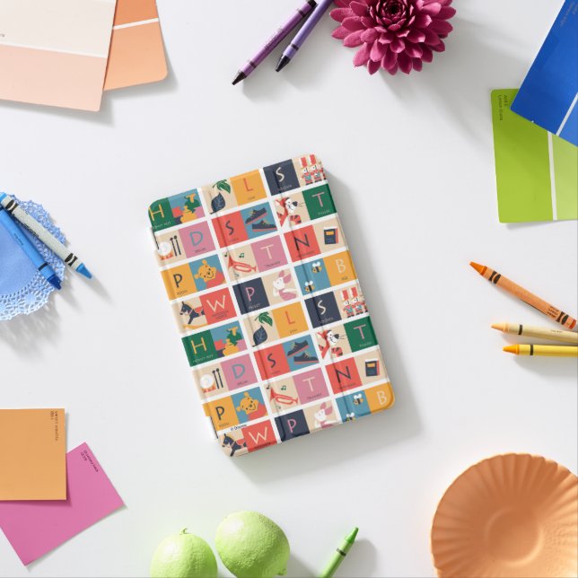 Winnie the Pooh | Cute Block Alphabet Pattern iPad Mini Cover (In Situ)