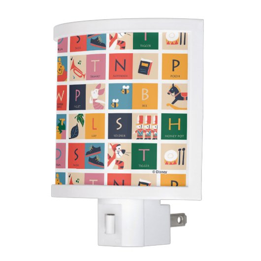 Winnie the Pooh | Cute Block Alphabet Pattern Night Light (Left)