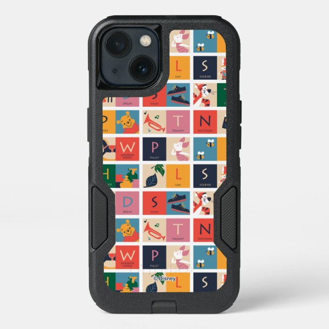 Winnie the Pooh | Cute Block Alphabet Pattern Otterbox iPhone Case (Back)