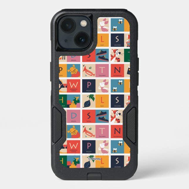 Winnie the Pooh | Cute Block Alphabet Pattern Otterbox iPhone Case (Back)