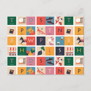 Winnie The Pooh | Cute Block Alphabet Pattern Postcard by winniethepooh at Zazzle
