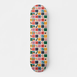 Winnie the Pooh   Cute Block Alphabet Pattern Skateboard