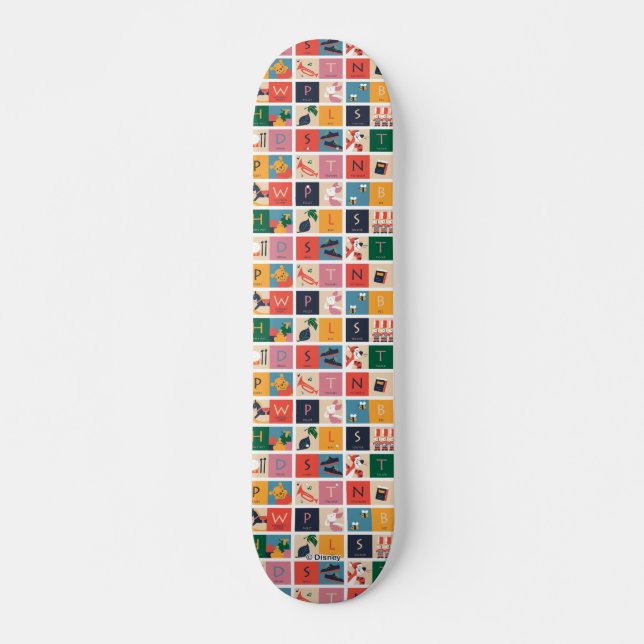 Winnie the Pooh | Cute Block Alphabet Pattern Skateboard (Front)
