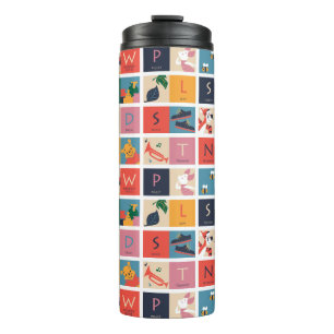 Winnie the Pooh   Cute Block Alphabet Pattern Thermal Tumbler