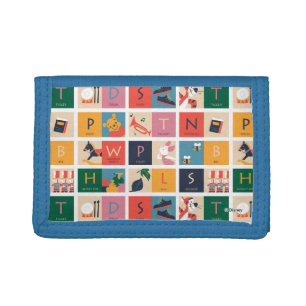 Winnie the Pooh Cute Block Alphabet Pattern Tri-fold Wallet