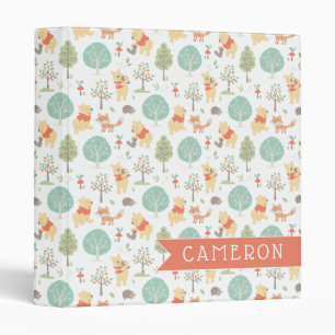 Winnie the Pooh Cute Woodland Animals Pattern 3 Ring Binder
