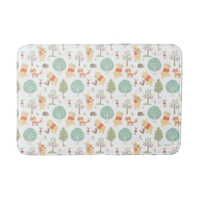 Winnie the Pooh | Cute Woodland Animals Pattern Bath Mat (Front)