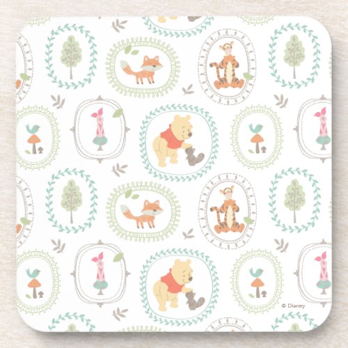 Winnie the Pooh  Cute Woodland Animals Pattern Beverage Coaster