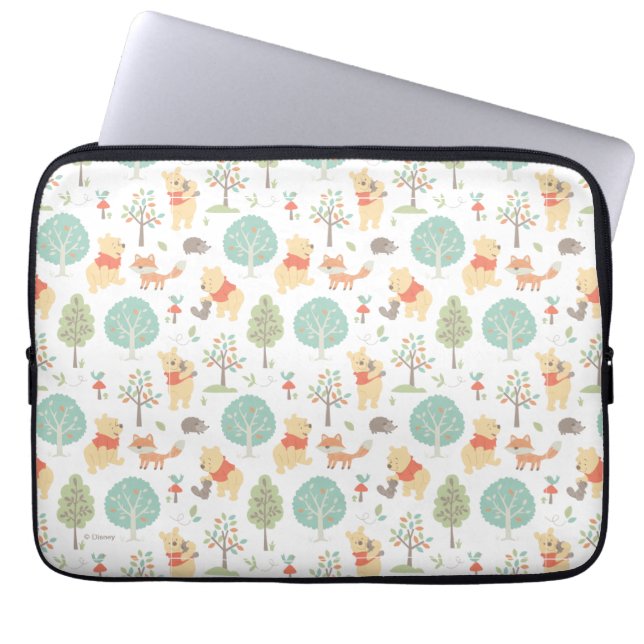 Winnie the Pooh | Cute Woodland Animals Pattern Laptop Sleeve (Front)