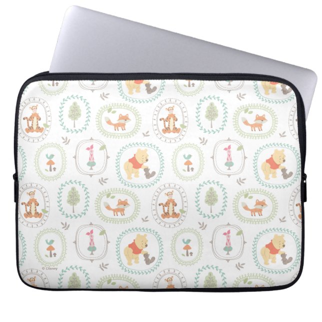 Winnie the Pooh | Cute Woodland Animals Pattern Laptop Sleeve (Front)