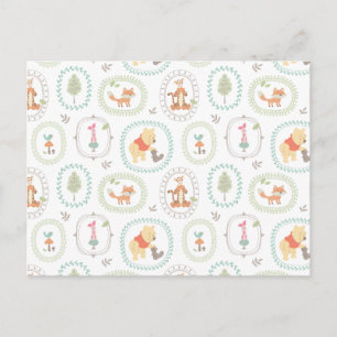 Winnie the Pooh   Cute Woodland Animals Pattern Postcard