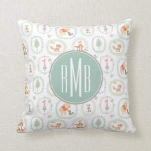 Winnie the Pooh Cute Woodland Animals Pattern Throw Pillow