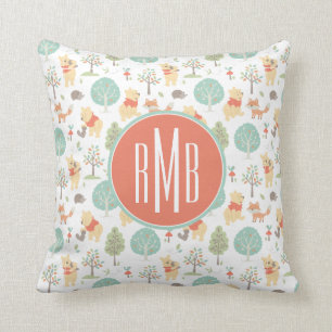 Winnie the Pooh Cute Woodland Animals Pattern Throw Pillow