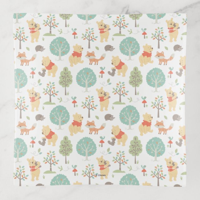 Winnie the Pooh | Cute Woodland Animals Pattern Trinket Tray (Front)