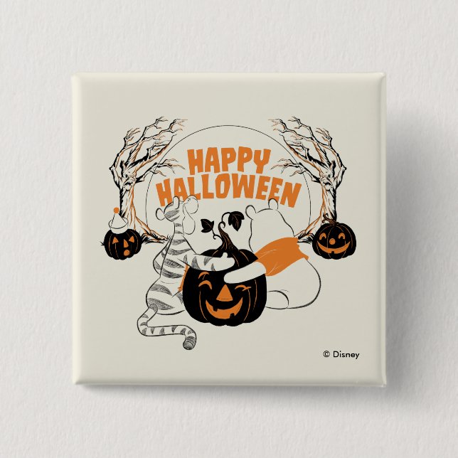 Winnie the Pooh & Eeyore | Happy Halloween Button (Front)