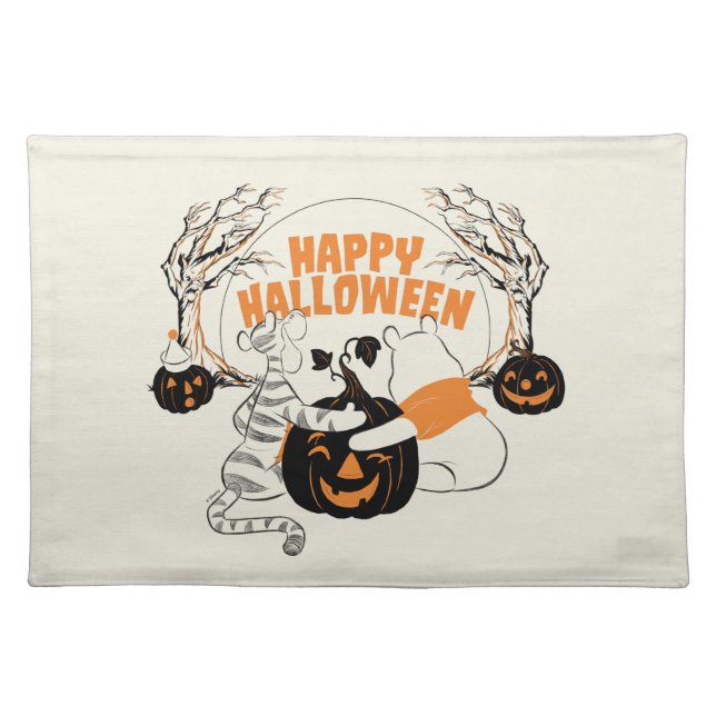 Winnie the Pooh & Eeyore | Happy Halloween Cloth Placemat (Front)