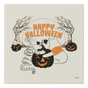 Winnie the Pooh & Eeyore   Happy Halloween Faux Canvas Print