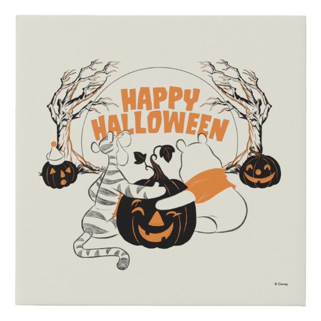 Winnie the Pooh & Eeyore | Happy Halloween Faux Canvas Print (Front)