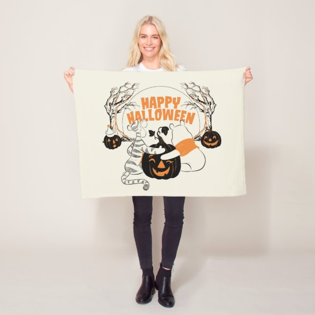 Winnie the Pooh & Eeyore | Happy Halloween Fleece Blanket (In Situ)