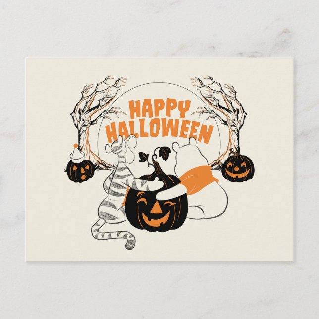 Winnie the Pooh & Eeyore | Happy Halloween Postcard (Front)