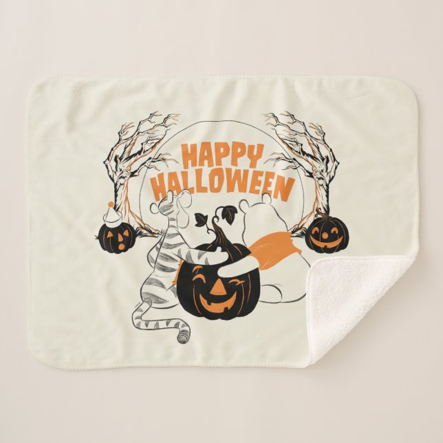 Winnie the Pooh & Eeyore | Happy Halloween Sherpa Blanket (Front (Horizontal))