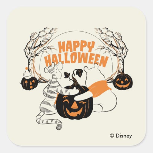 Winnie the Pooh  Eeyore  Happy Halloween Square Sticker