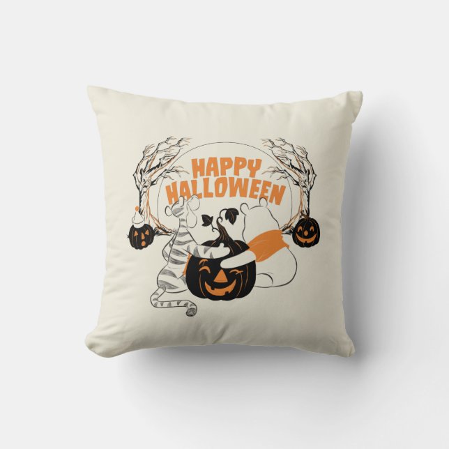 Winnie the Pooh & Eeyore | Happy Halloween Throw Pillow (Front)