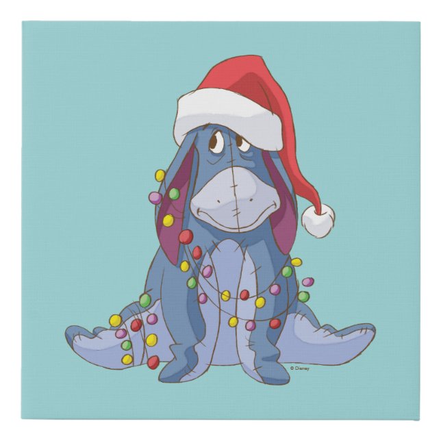 Winnie the Pooh | Eeyore Santa Claus Faux Canvas Print (Front)