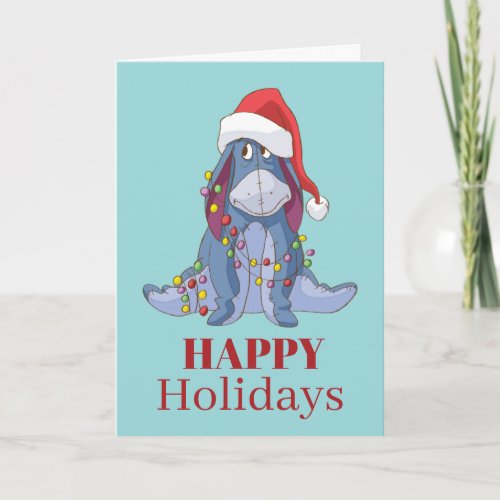 Winnie the Pooh  Eeyore Santa Claus Holiday Card