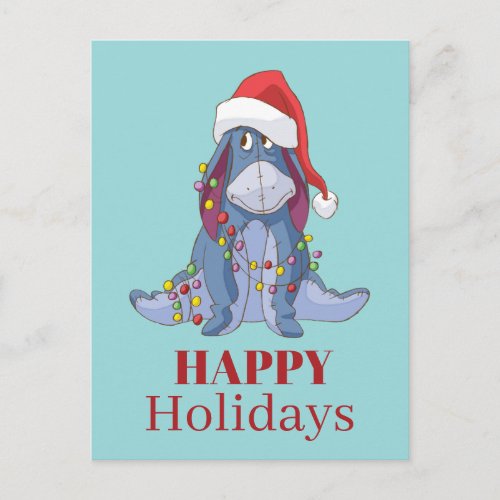 Winnie the Pooh  Eeyore Santa Claus Holiday Postcard